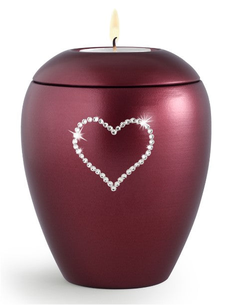 Tierurne Edition Crystal mit Kristallherz und Gedenklicht in 0,5 & 1,5 Ltr.