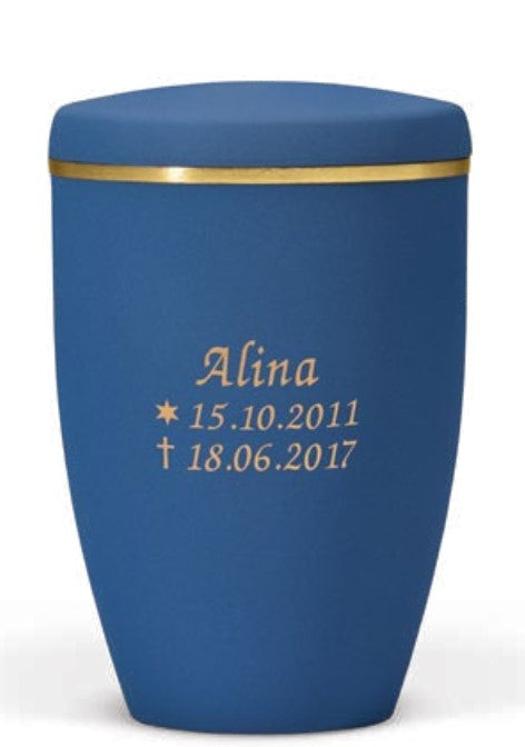 Tierurne modern aus Kupfer gebürstet mit Goldband 3 Größen