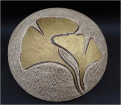 Tierurne Diskus Ginkgo in 4 versch. Farben und versch. Größen – 3,8 Liter / creme mit Gold