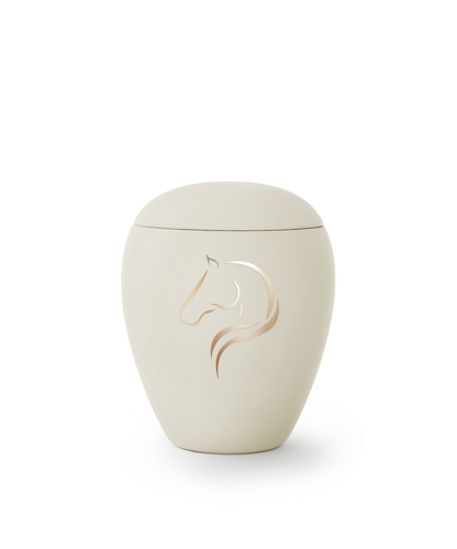 Velvet ceramic horse urn with golden silhouette 1.5 L.