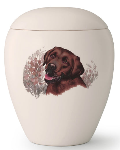 Tierurne mit Abbild eines Braunen Labradors