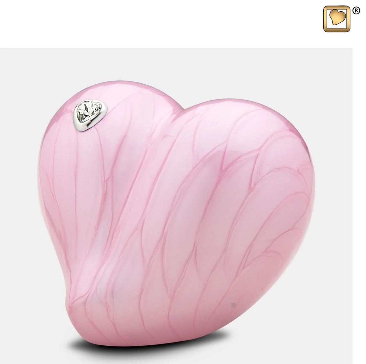Tierurne in Herzform mit Swarovskistein in rosa