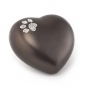 Preview: Tierurne Herzform mit Swarovskipfote in chocolat