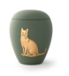 Preview: Tierurne aus samtener Keramik mit gold. Katzenrelief 0,5 Liter in versch. Farben