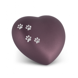Tierurne Herz mit Pfötchen in Berry