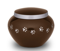 Preview: Tierurne mit Pfötchenmuster in Braun