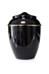 Preview: Tierurne aus Kupfer mit Goldband Schwarz