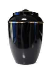 Tierurne aus Kupfer mit Goldband in Schwarz