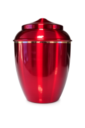 Preview: Tierurne aus Kupfer mit Goldband in Rot