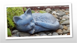 Tierurne "Liegende Katze" in blau