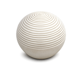 Tierurne aus Keramik Kugel mit Lebensspirale in creme