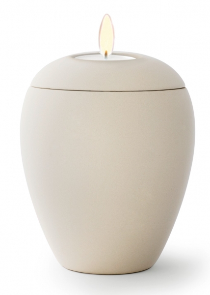 Tierurne aus samtener Keramik mit Gedenklicht in versch. Farben und 2 Größen