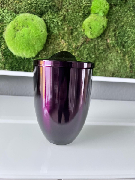 Tierurne aus Kupfer lasierend in aubergine metallic