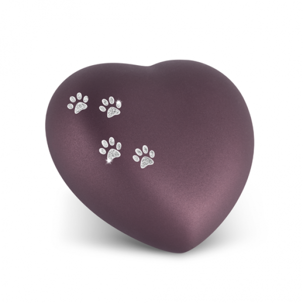 Tierurne Herz mit Pfötchen in Berry