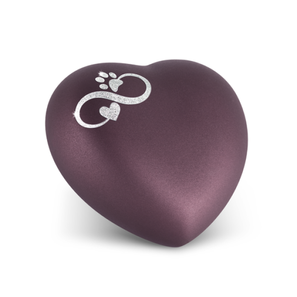 Tierurne Herz mit Infinity Pfote Herz in Berry