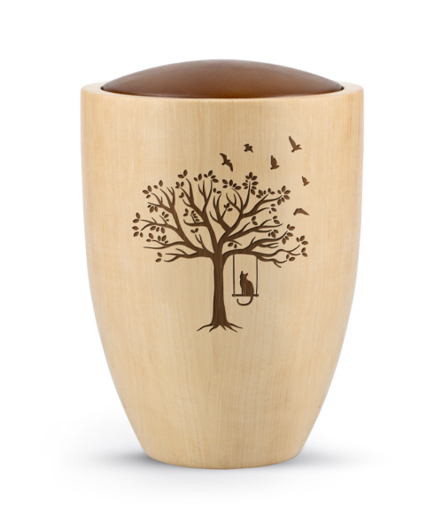 Tierurne Timber mit Katzenmotiv