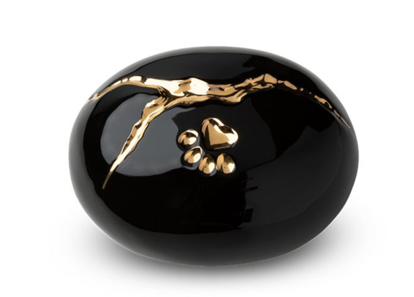 Tierurne Kintsugi in Schwarz