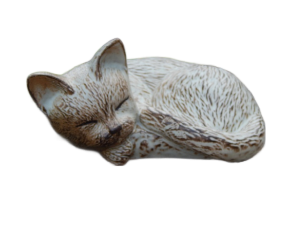 Tierurne "Liegende Katze" in creme